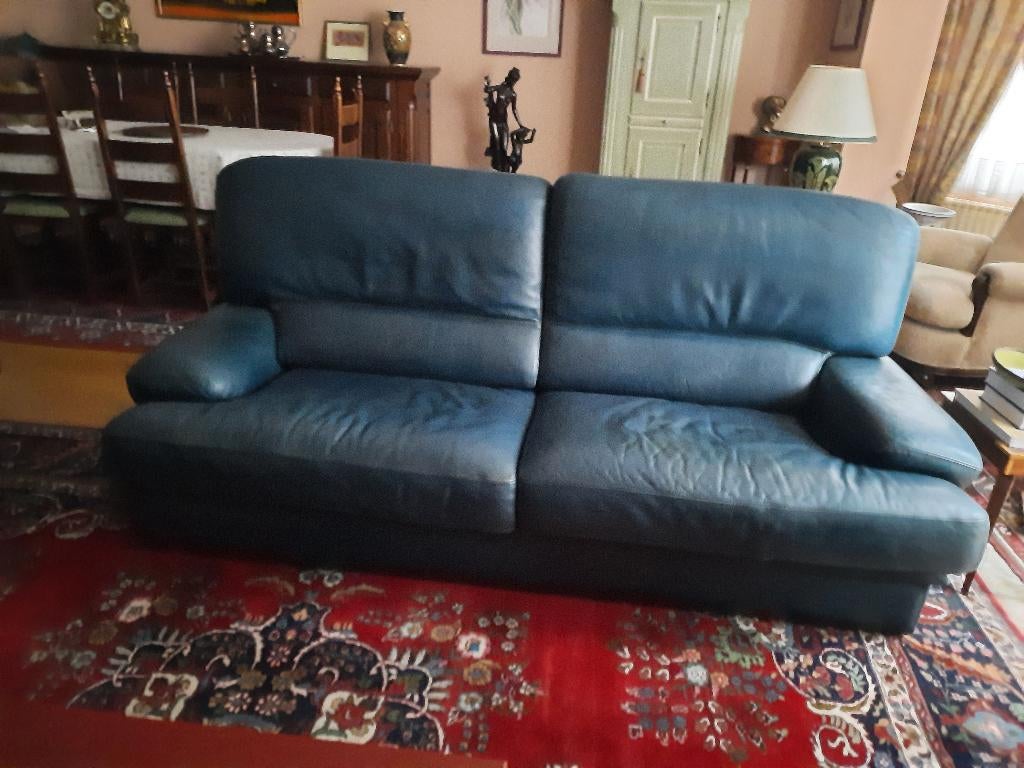 salon, Ophalen, Leer, Zo goed als nieuw, Rechte bank