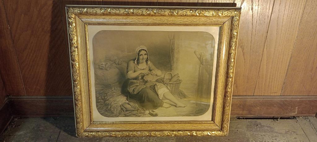 Ets zonder signatuur, 62x52, n320, Antiek en Kunst, Kunst | Etsen en Gravures, Ophalen