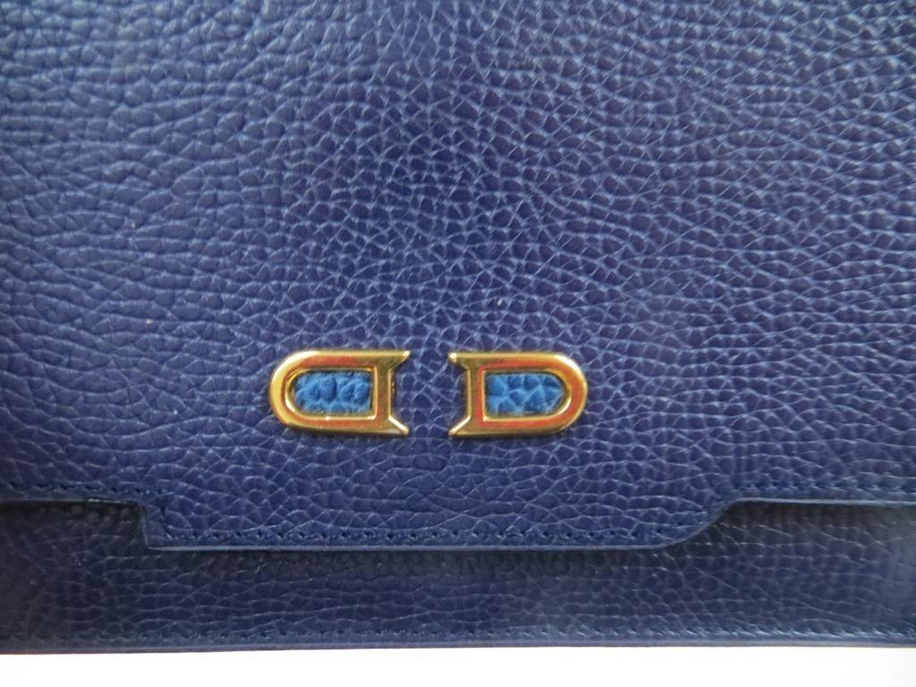 Delvaux portefeuille paars blauw, Handtassen en Accessoires, Portemonnees, Gebruikt, Overige merken, Blauw, Leder, Met knipsluiting
