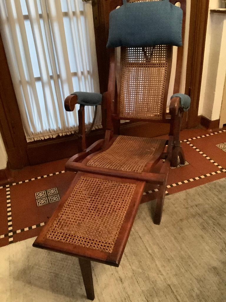 chaise longue ancienne en bois et toile, Jardin & Terrasse, Enlèvement, Bois, Pliant