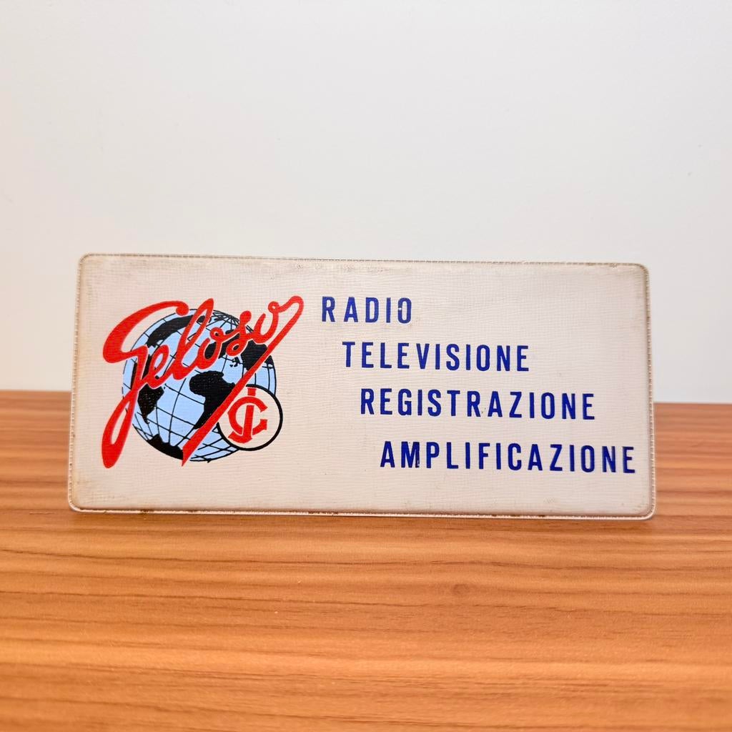 VINTAGE RECLAMEBORD RADIO TV GELOSO ORIGINEEL JAREN ’60, Verzenden, Zo goed als nieuw, Reclamebord