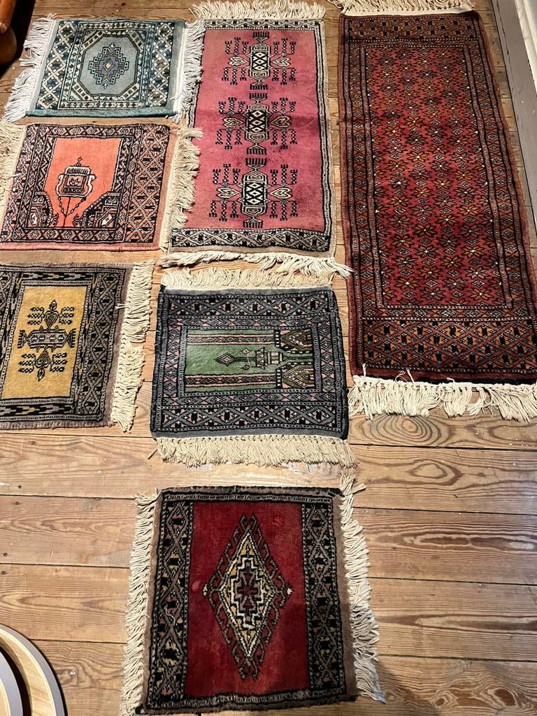 Lot handgeknoopte onderleggers - tapijtjes, Ophalen