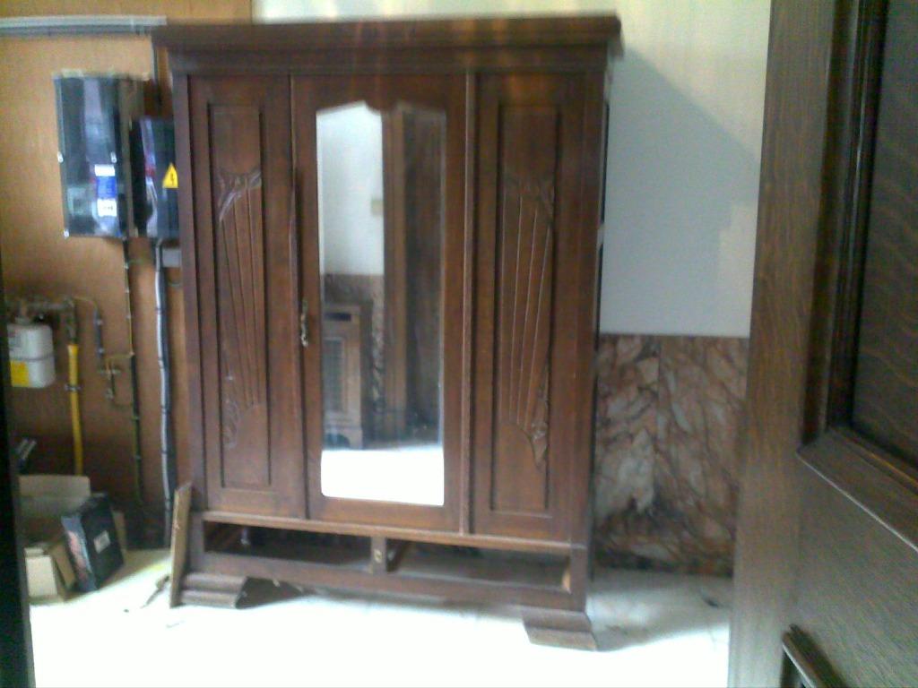 Vintage kleerkast / halkast met bijhorende spiegel, Huis en Inrichting, Kasten | Kleerkasten, Gebruikt, 150 tot 200 cm, 100 tot 150 cm