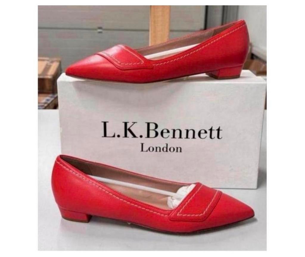 Chaussures LK Bennett Polly Leather Stitch Flats à 37 talons, Enlèvement ou Envoi, Chaussures basses, Neuf, Rouge