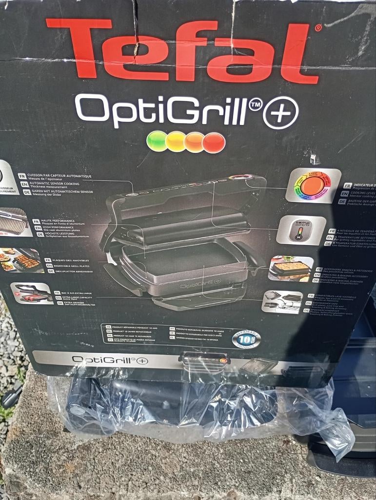 Tefal OptiGrill+ met accessoire voor snacks en bakken, Ophalen