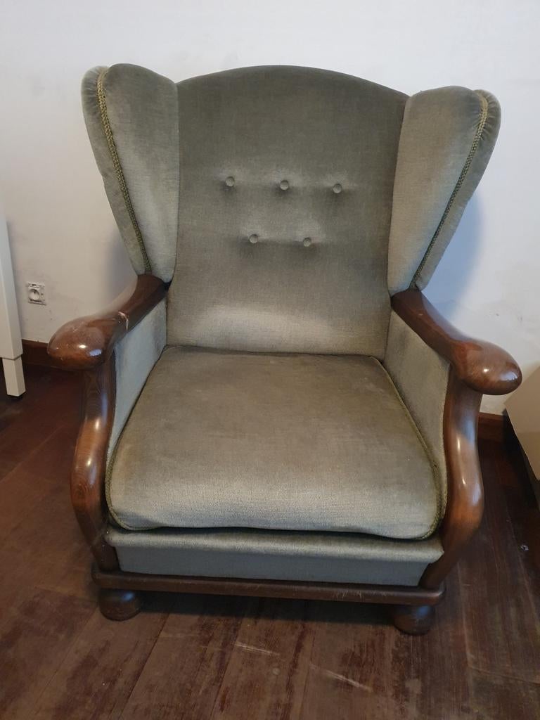 Fauteuil in groene stof, Enlèvement, Tissus
