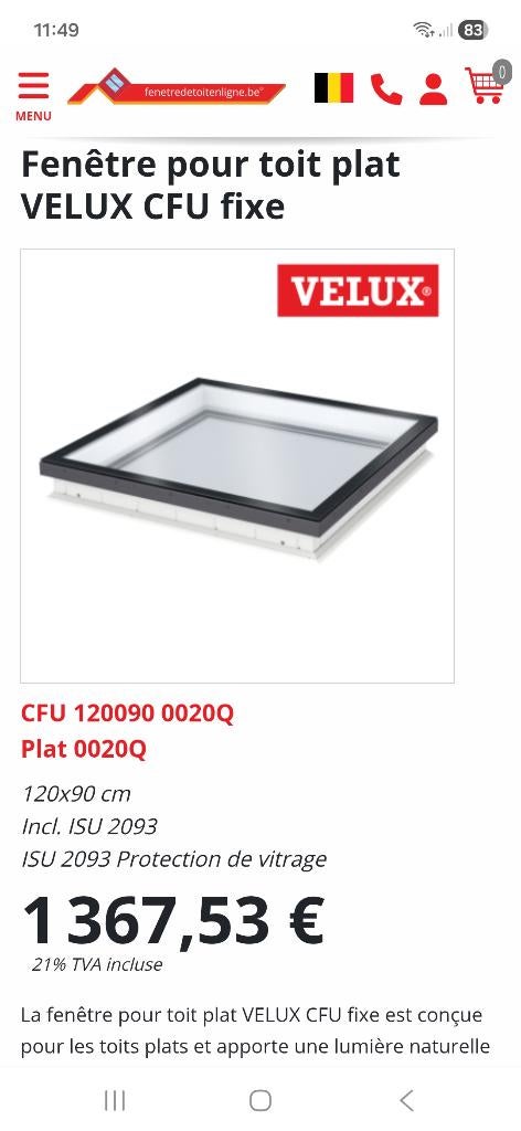 Velux fixe torture plate, Bricolage & Construction, Tuiles & Revêtements de toit, Neuf, Autres types, Autres couleurs, Enlèvement