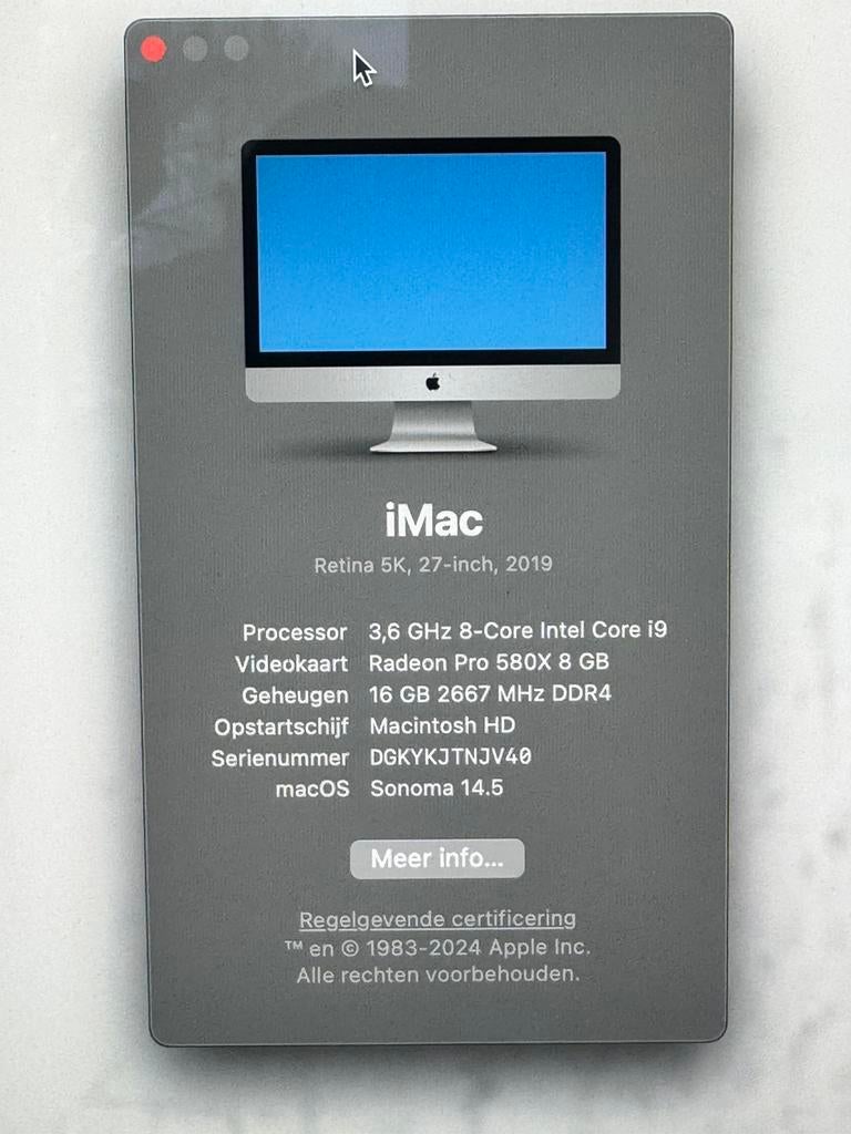 iMac 27" 5K, puissant SSD i9 de 2 To, + trackpad, Informatique & Logiciels, Apple Desktops, IMac, Comme neuf, Enlèvement, 8 GB