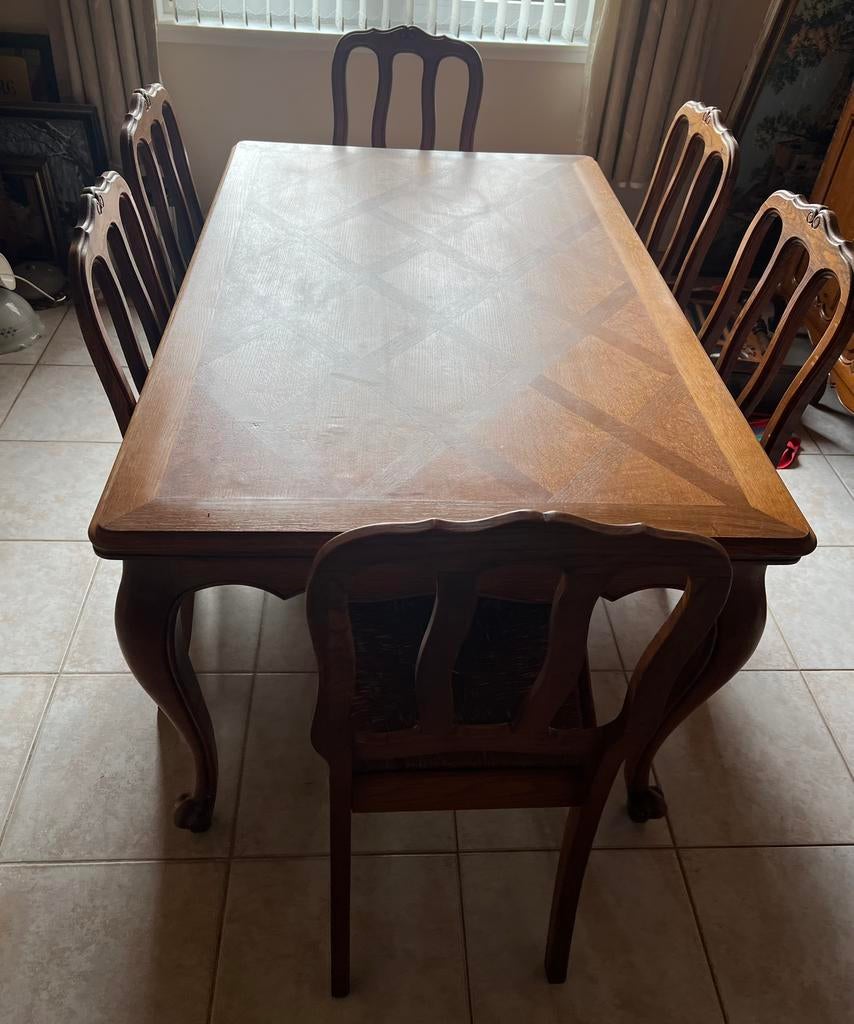 Te koop Louis xv tafel plus stoelen, Enlèvement