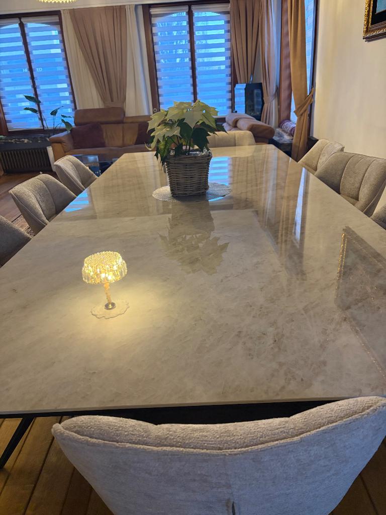 Luxe Italiaanse granieten eettafel –  nieuw, Huis en Inrichting, Tafels | Eettafels, Ophalen, Overige materialen, 150 tot 200 cm