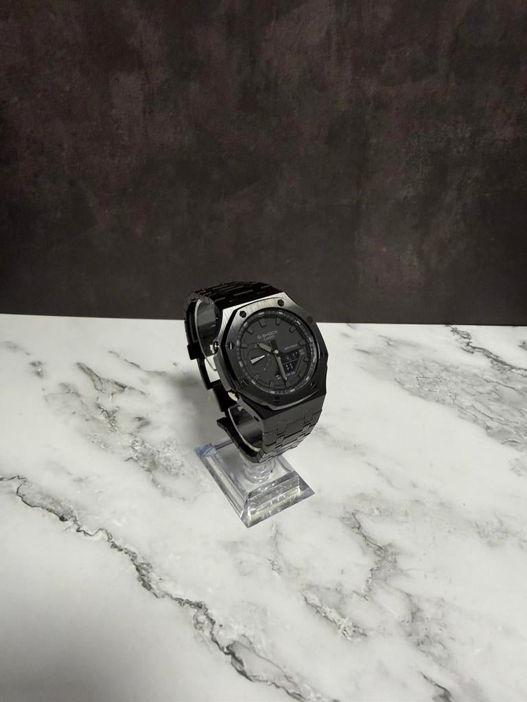 Casio G-Shock GA-2100 mod “Full Black Steel" Edition, Handtassen en Accessoires, Horloges | Heren, Staal, Polshorloge, Nieuw, Ophalen of Verzenden