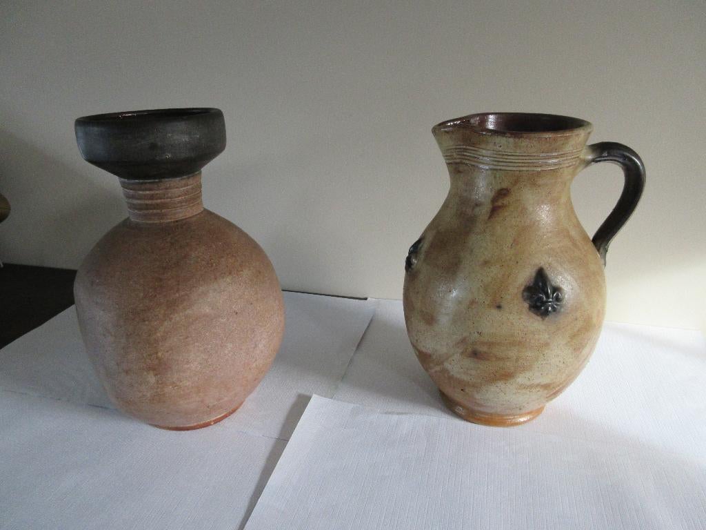 2 oude grote kruiken BIRON en zonder merk aardewerk keramiek, Antiek en Kunst, Antiek | Keramiek en Aardewerk, Ophalen