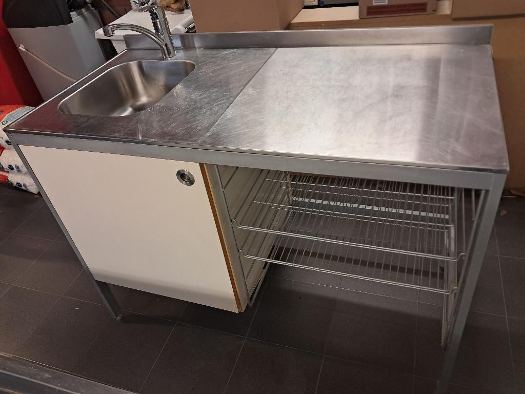 Keukenkasten &- spoelbak, Ophalen, Gebruikt, 100 tot 150 cm, Wit