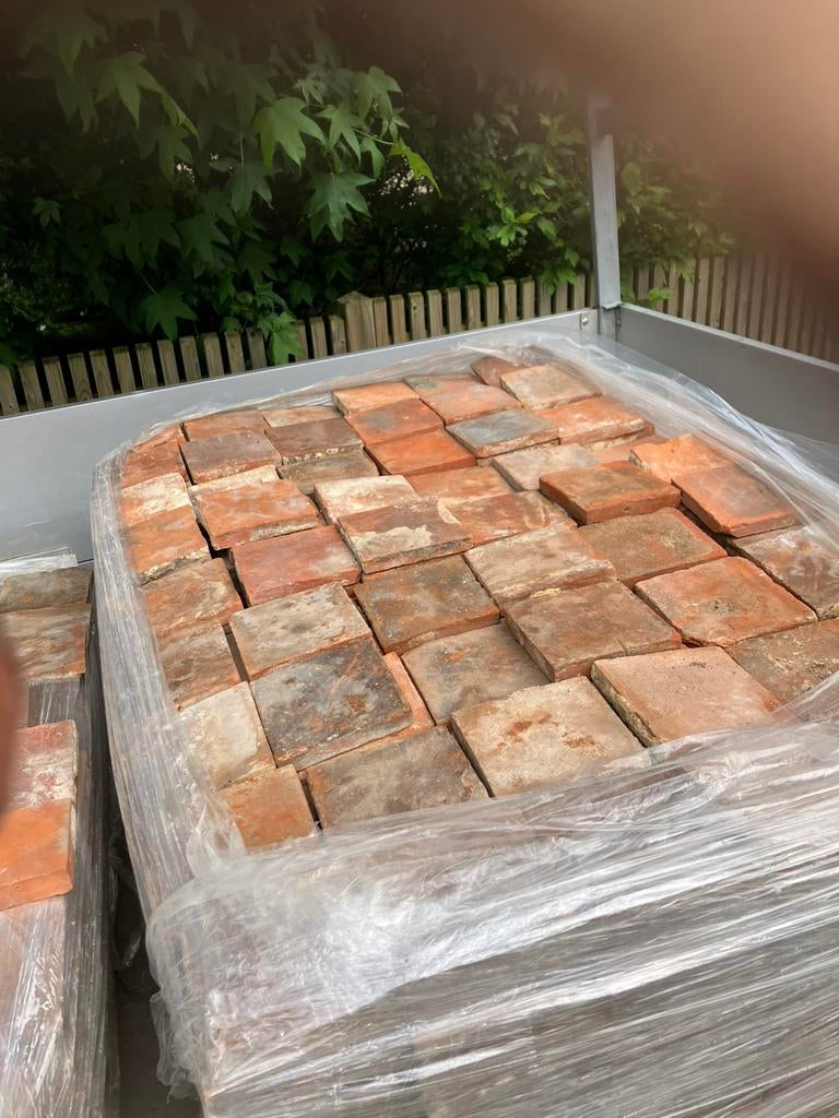 Lot antieke terracotta tegels Voor info BELLEN 0474220705, Antiek en Kunst, Ophalen