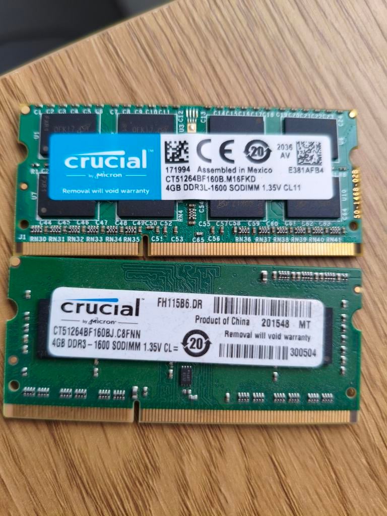 Crucial 8GB (2x4GB) DDR3L-1600 SODIMM Laptop RAM (1.35V), Computers en Software, 8 GB, DDR3, Ophalen of Verzenden, Zo goed als nieuw