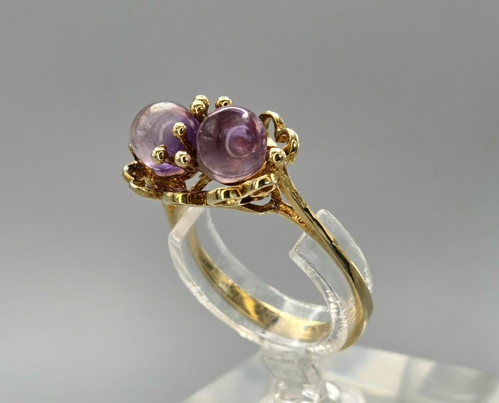 Bague vintage en or avec améthyste. 2026/199., Bijoux, Sacs & Beauté, Enlèvement ou Envoi, Or, Bague, Avec pierre précieuse