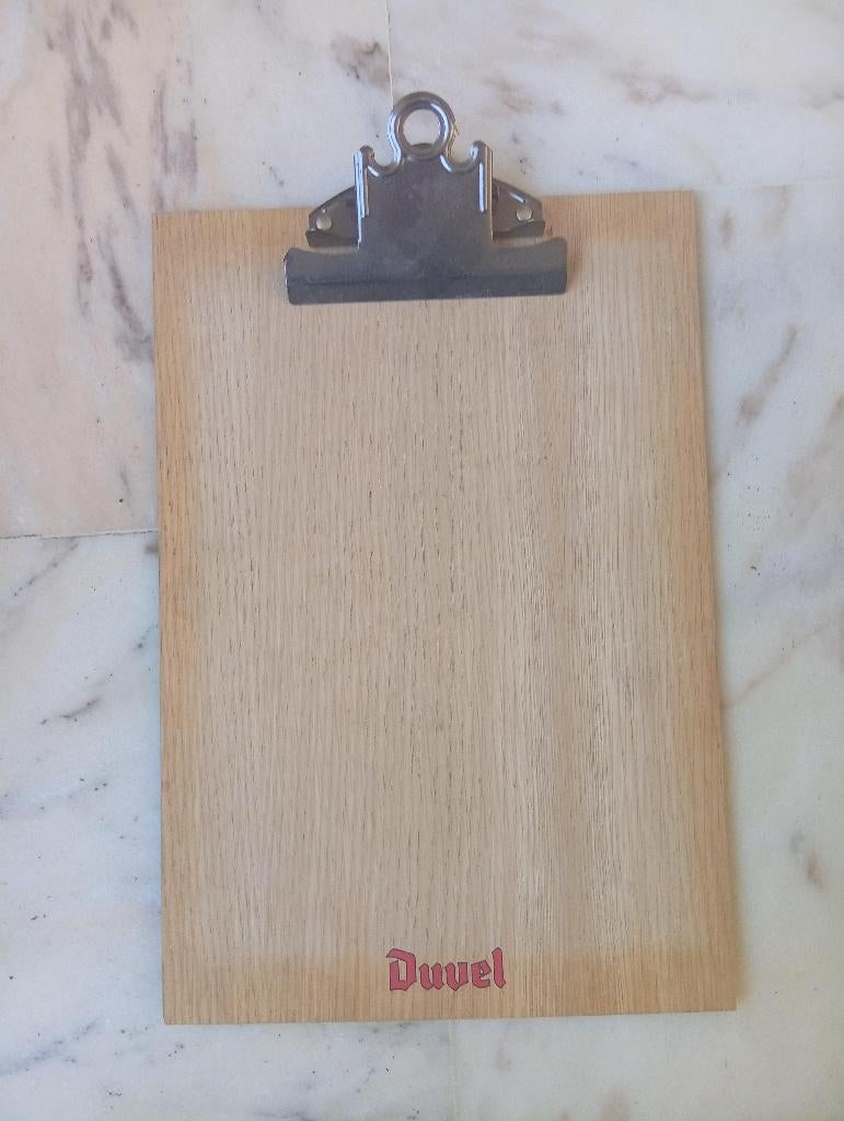 1 solide porte document en bois et métal (Pub. Duvel)., Collections, Marques de bière, Enlèvement ou Envoi, Comme neuf, Autres types