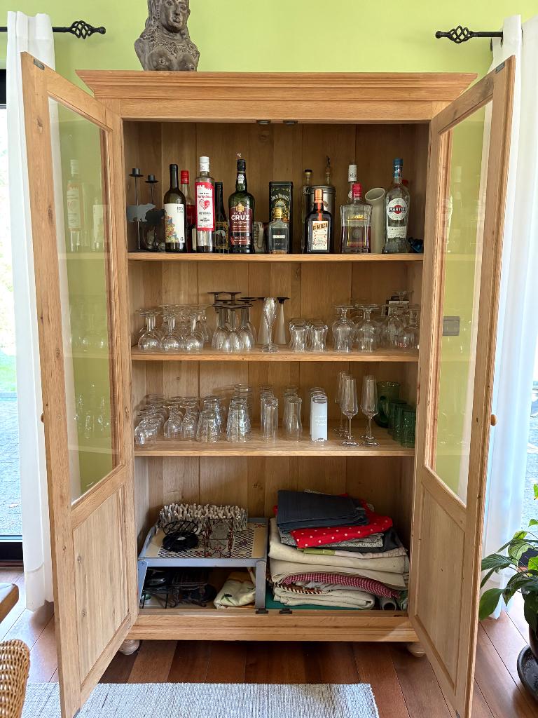 Set van buffetten en vitrines, Ophalen, Gebruikt, Eikenhout, Chêne clair massif