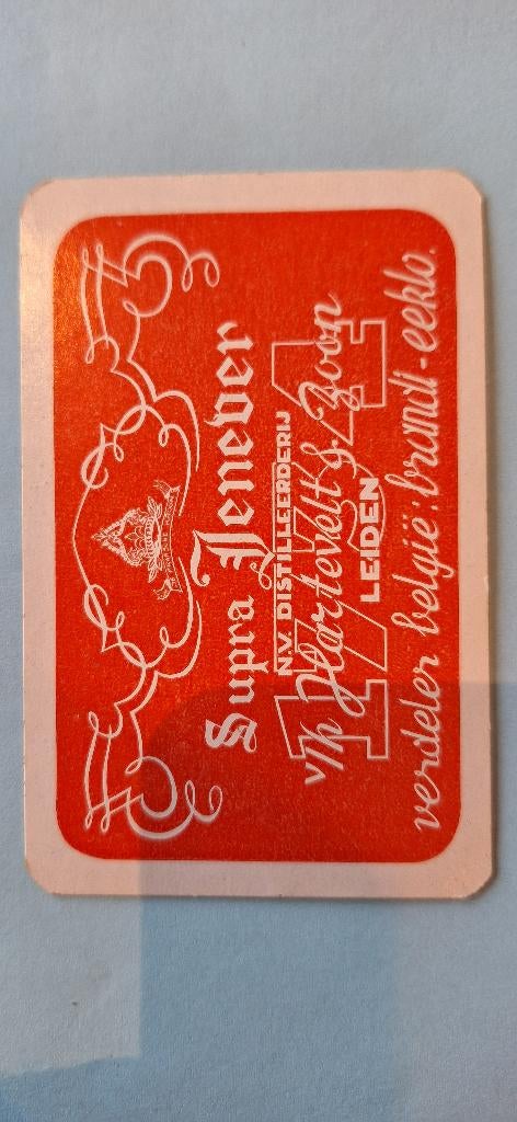 Carte à jouer Leiden_Supra Jenever_rood_225, Collections, Cartes à jouer, Jokers & Jeux des sept familles, Utilisé, Carte(s) à jouer