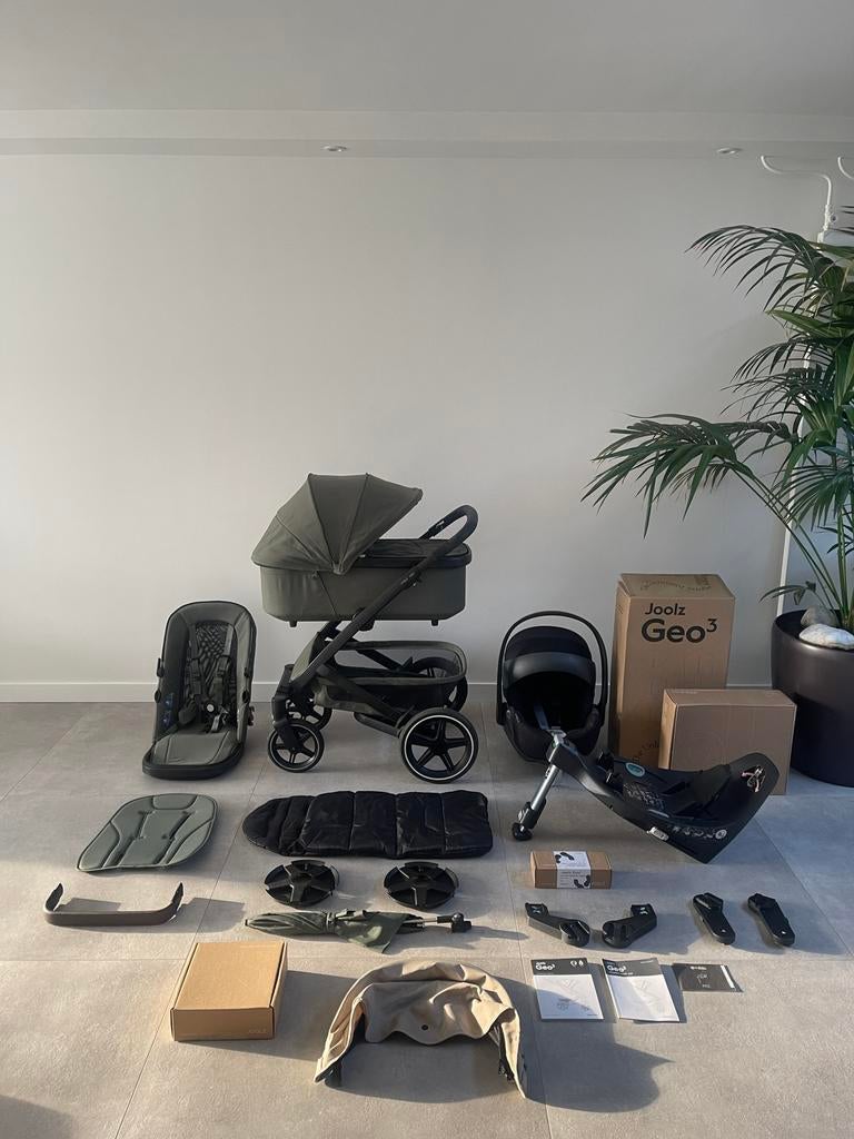 Joolz Geo 3 Duo Forrest Green | Als Nieuw | Cybex + 360 Base, Kinderen en Baby's, Kinderwagens en Combinaties, Ophalen, Zo goed als nieuw
