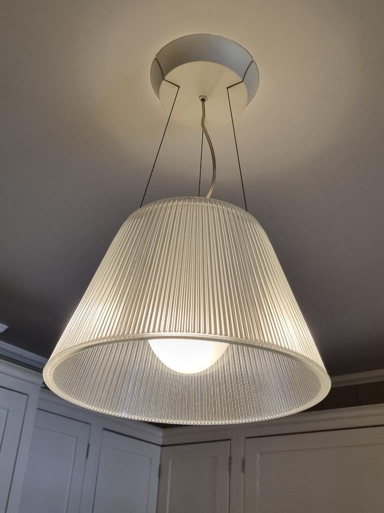 Twee hanglampen Starck, Huis en Inrichting, Lampen | Hanglampen, Zo goed als nieuw, Glas, Metaal, Ophalen