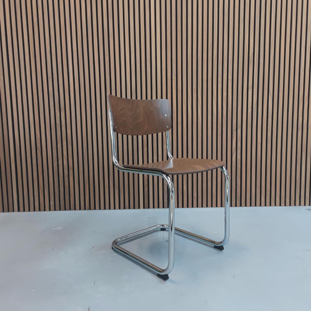 Thonet S 43 Stoel – Donker Walnoot Hout met Chroom, Ophalen of Verzenden