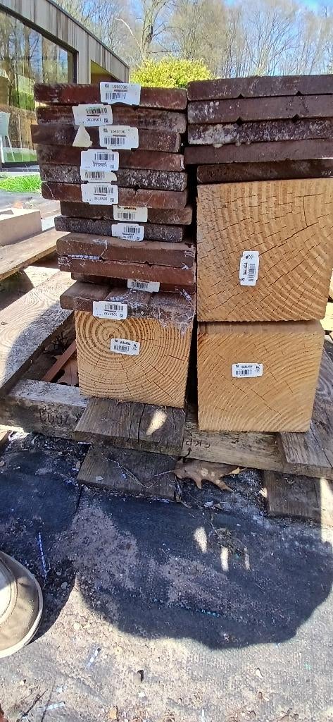 3 Houten balken en 17 afdekplanken, Doe-het-zelf en Bouw, Hout en Planken, Ophalen, Nieuw, 200 tot 250 cm, Balk