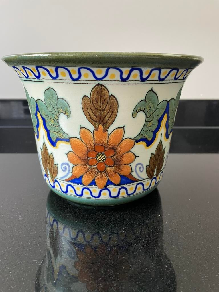 pot de fleurs - Gouds plateel, Antiquités & Art, Antiquités | Céramique & Poterie, Enlèvement ou Envoi