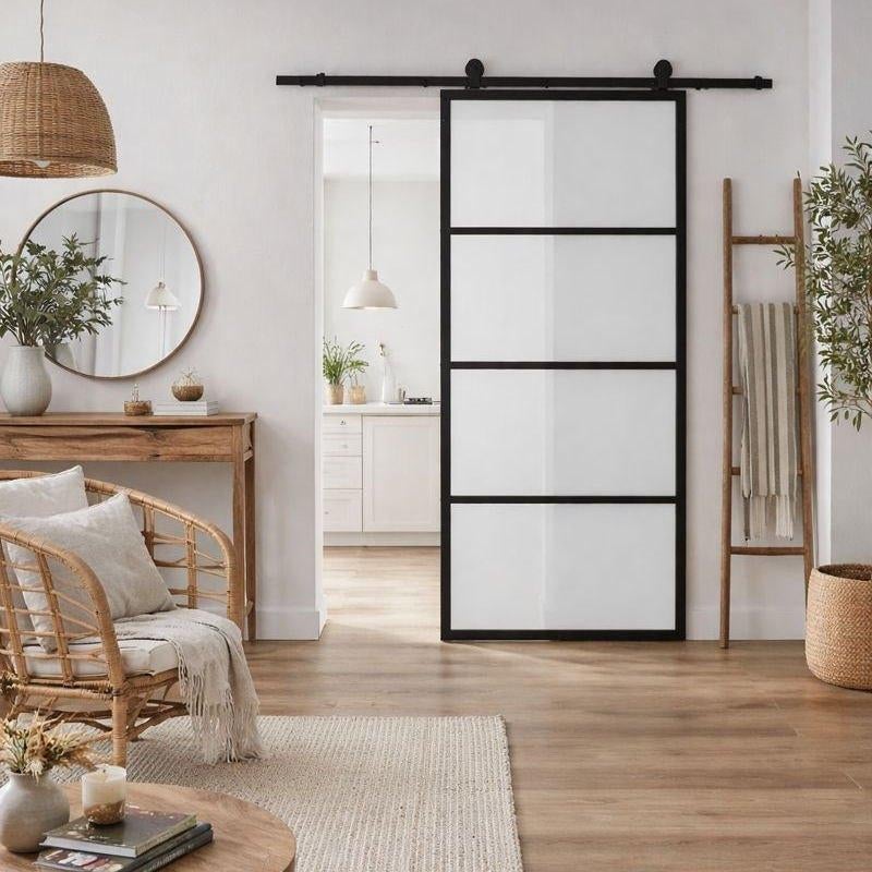 Schuifdeur staal | stalen schuifdeur | stalen deur | deur, Doe-het-zelf en Bouw, Ophalen, 80 tot 100 cm, Binnendeur, Nieuw