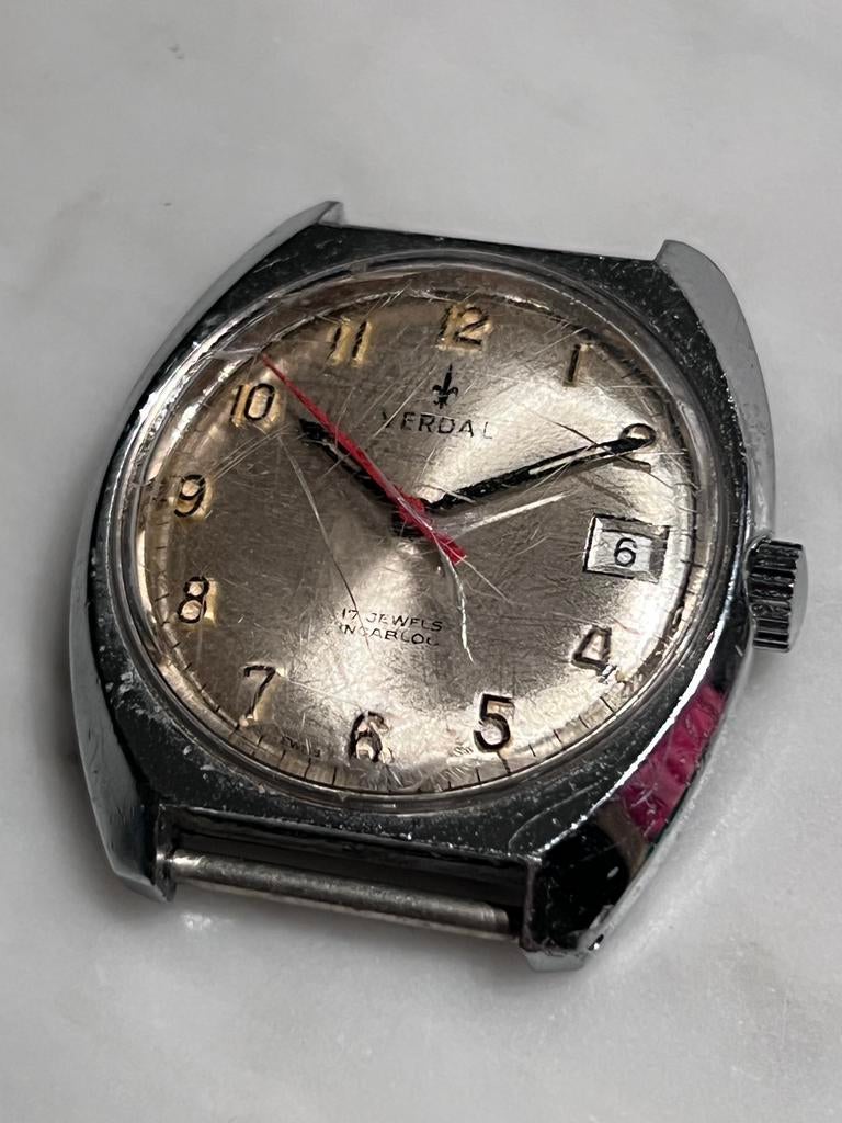 Verdal heren horloge, stalen kast, Staal, Polshorloge, 1960 of later, Ophalen