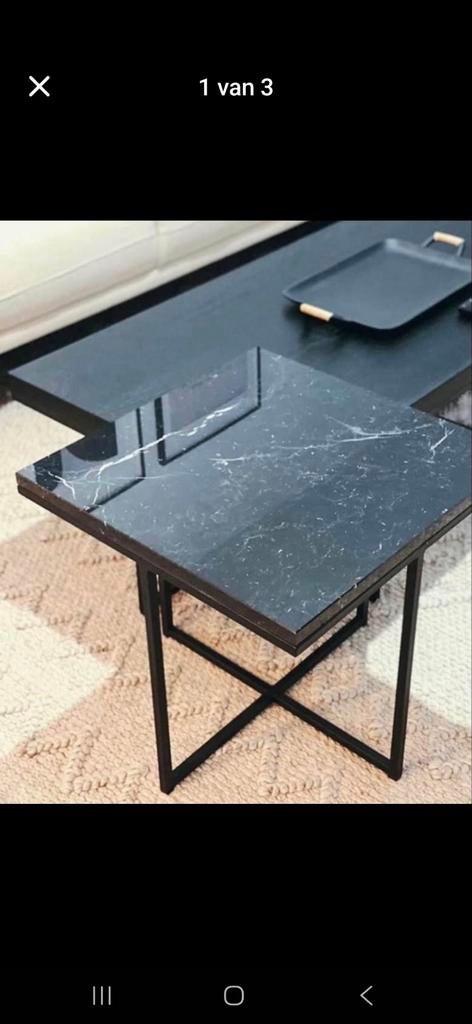 Design salontafel + marmeren bijzettafel, Huis en Inrichting, Tafels | Salontafels, Zo goed als nieuw, Ophalen