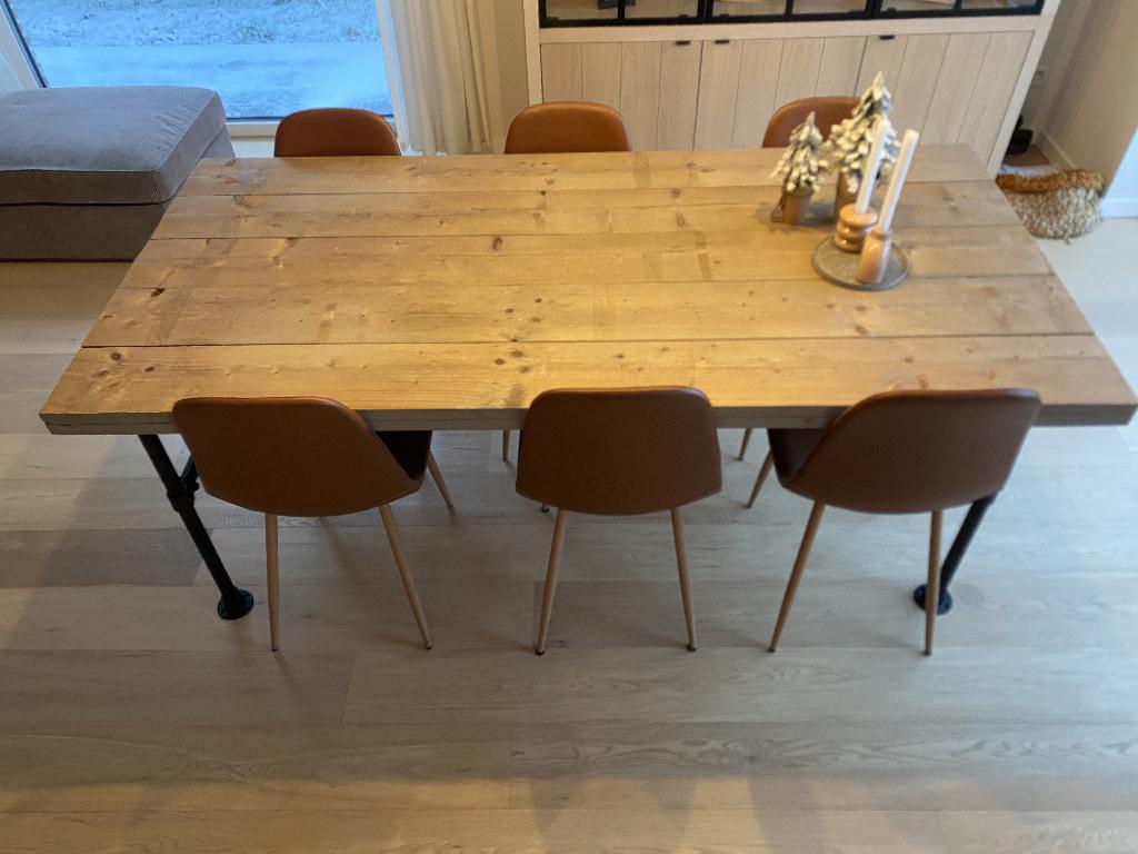 Landelijke eetkamerset Tafel + stoelen €400, Huis en Inrichting, Tafels | Eettafels, Zo goed als nieuw, 50 tot 100 cm, 200 cm of meer