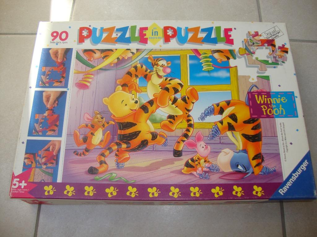 Puzzel van 90 stukjes Winnie DP 'puzzel in puzzel' (+5), Ophalen of Verzenden, Meer dan 50 stukjes, Zo goed als nieuw, 4 tot 6 jaar