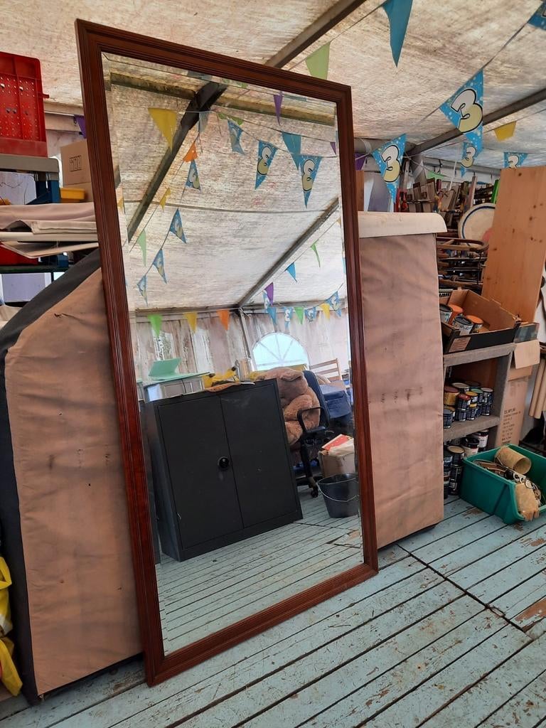 Spiegel eik meubelen Slaapkamer Badkamer Salon vintage retro, Ophalen, Zo goed als nieuw