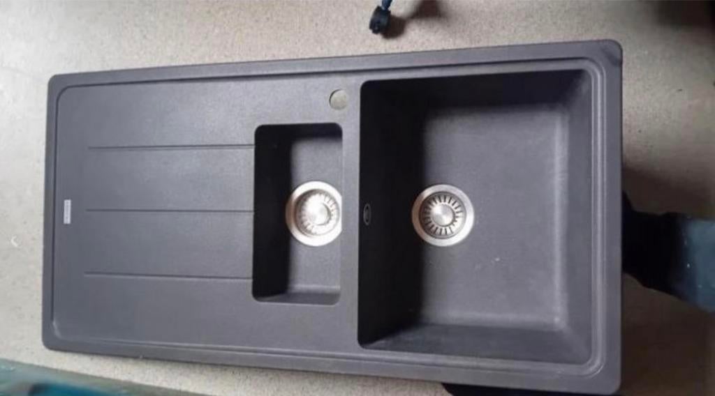 Évier Franke en granit/composite - évier double - anthracite, Maison & Meubles, Extincteurs & Coffres-forts, Comme neuf, Enlèvement