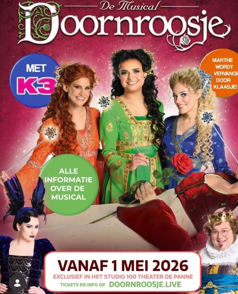 4 tickets voor de musical Doornroosje, Tickets en Kaartjes, Drie personen of meer