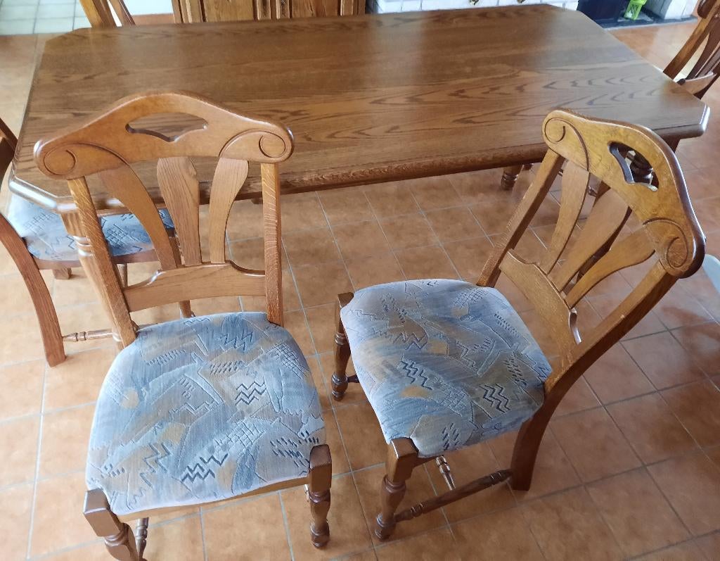 6 eiken zware mooi beklede stoelen, Ophalen