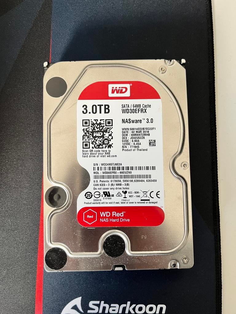 Western Digital Red - 3TB, Computers en Software, Harde schijven, Ophalen, Zo goed als nieuw, NAS