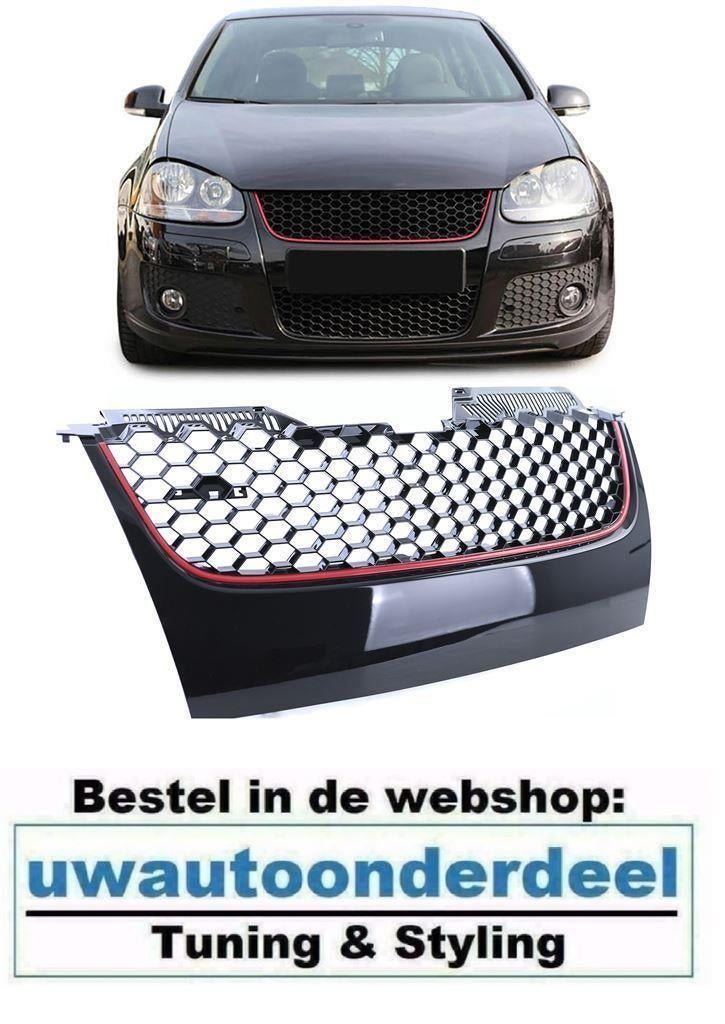 Honingraat Grill Rode Bies Geschikt Voor Vw Golf 5 GTI, Auto diversen, Tuning en Styling, Verzenden
