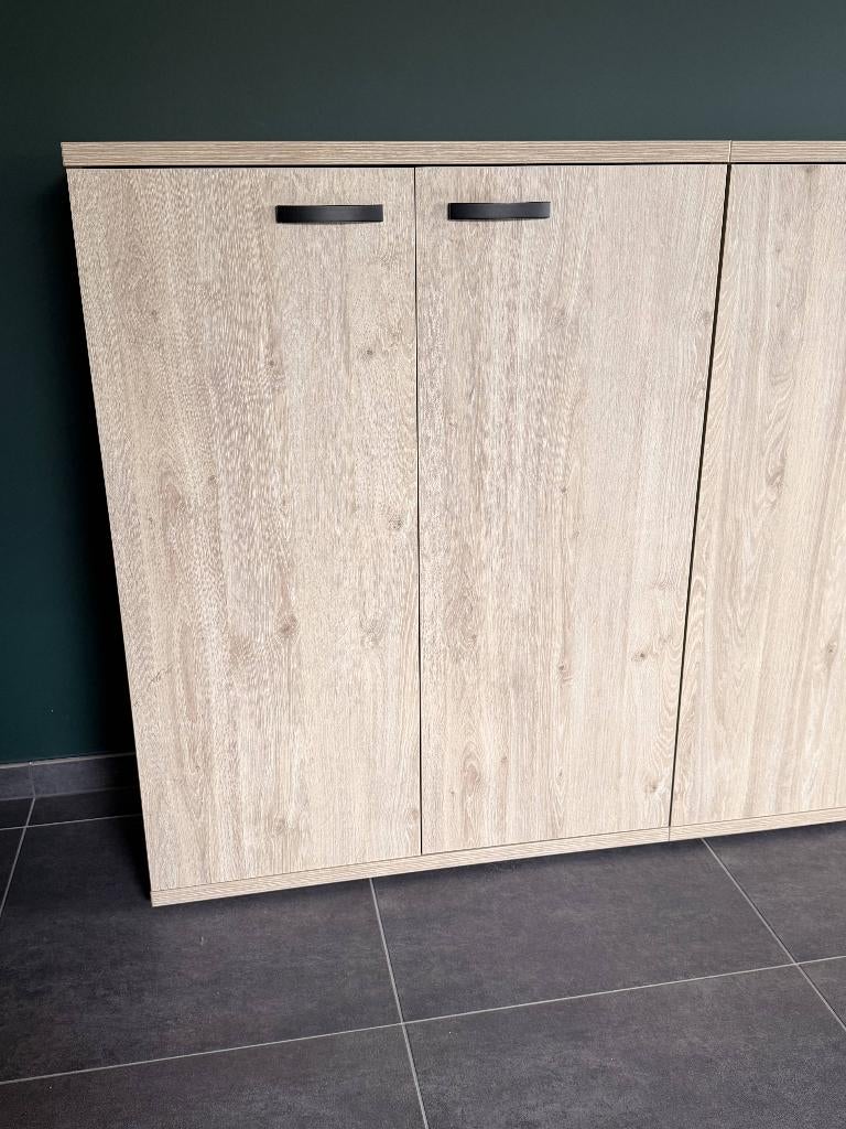 kantoorkast - boekenkast, Ophalen, Met deur(en), 100 tot 150 cm, Eikenhout