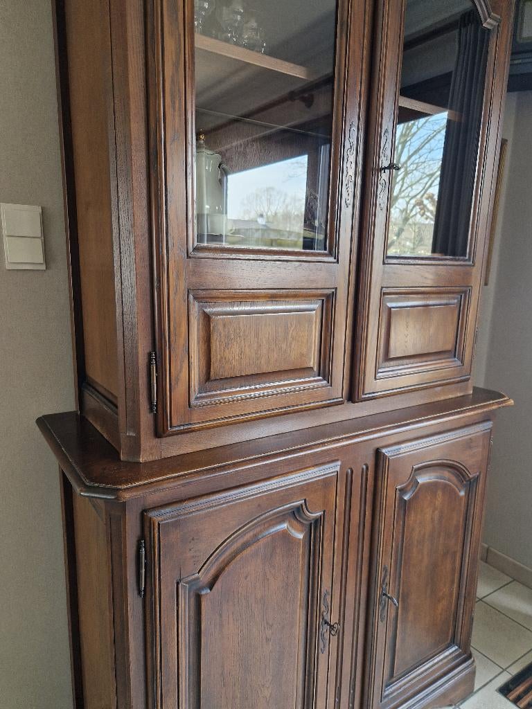 Volledige eetkamer; dressoir, tafel, stoelen en vitrinekast, Huis en Inrichting, Ophalen, Gebruikt