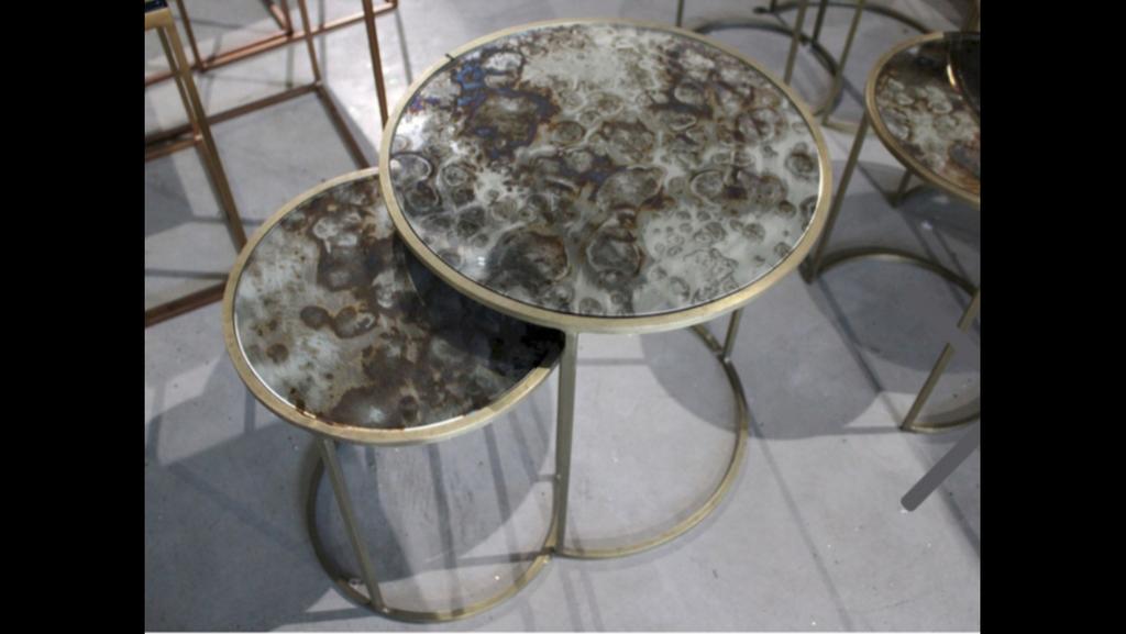 Nieuwe set dome deco bijzettafeltjes, Ophalen of Verzenden, Nieuw, Metaal