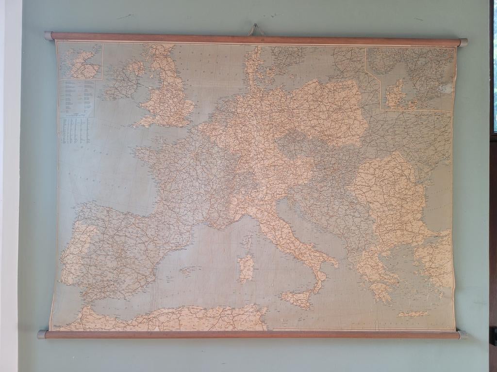 Oude grote didactische kaart van politiek Europa, Ophalen of Verzenden