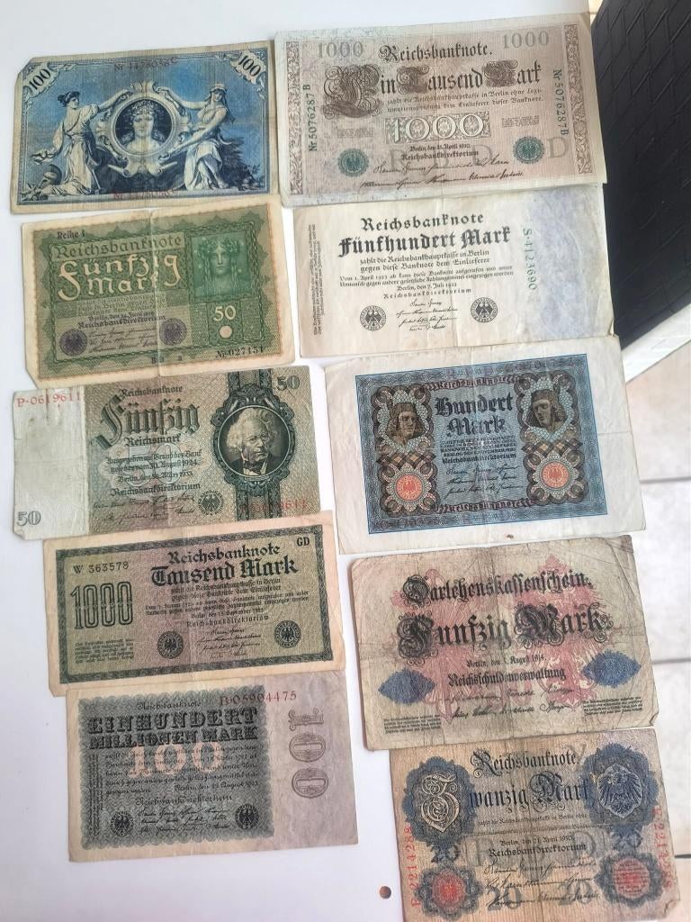 Set van 10 oude bankbiljetten van Duitse mark, Ophalen of Verzenden, Gebruikt
