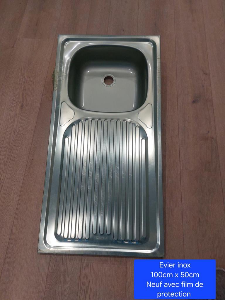 Évier en inox 100cm x 50cm (neuf avec film de protection), Articles professionnels, Enlèvement, Neuf, dans son emballage, Mobilier en inox