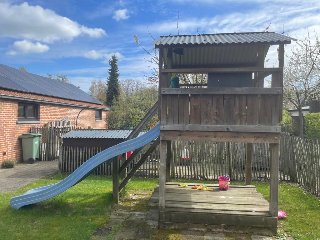 GRATIS speelhuis + zandbak + glijbaan - recent dak + trap, Ophalen, Glijbaan