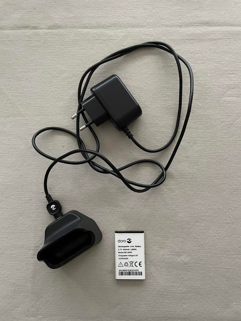 Batterie et chargeur DORO pour gsm pour personnes âgées, Télécoms, Enlèvement ou Envoi, Comme neuf