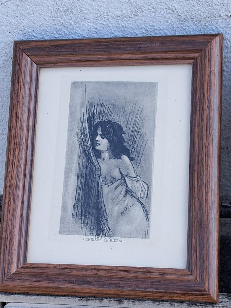 Gravure derriere le rideau de Félicien rops, Enlèvement ou Envoi