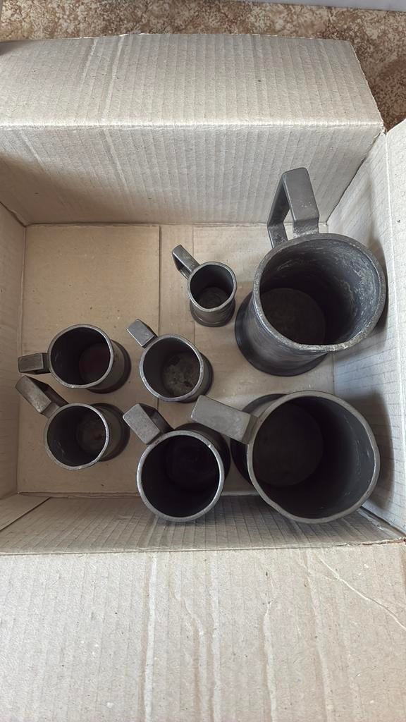 Tin maatbekers, Antiek en Kunst, Antiek | Brons en Koper, Ophalen of Verzenden