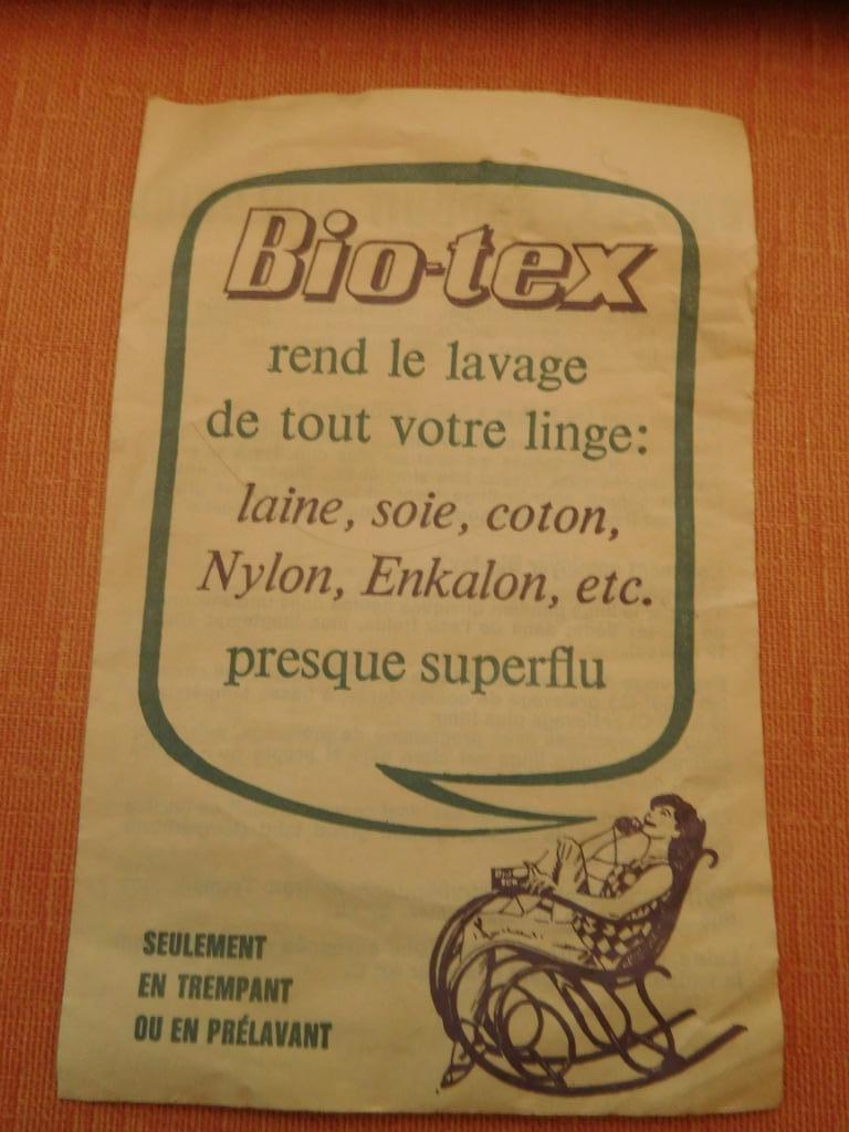 Ancienne publicité Bio-tex, Enlèvement ou Envoi, Utilisé